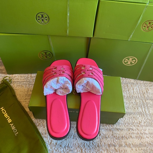 Tory Burch Ines Cage Slide Suede Sandals - Picture 5 of 9